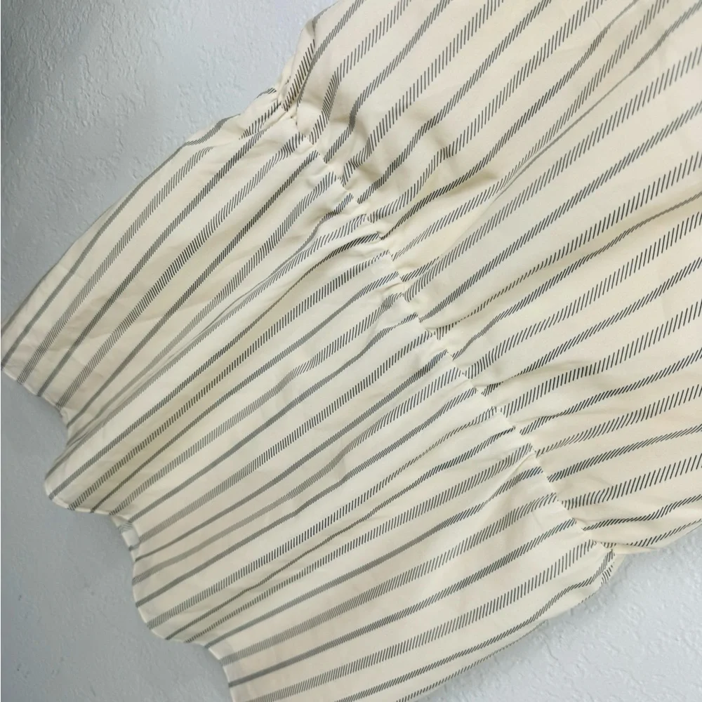 NWT Haute Hippie Mirage Blouson Waist Herringbone Stripe Mini Dress Ivory Blue S